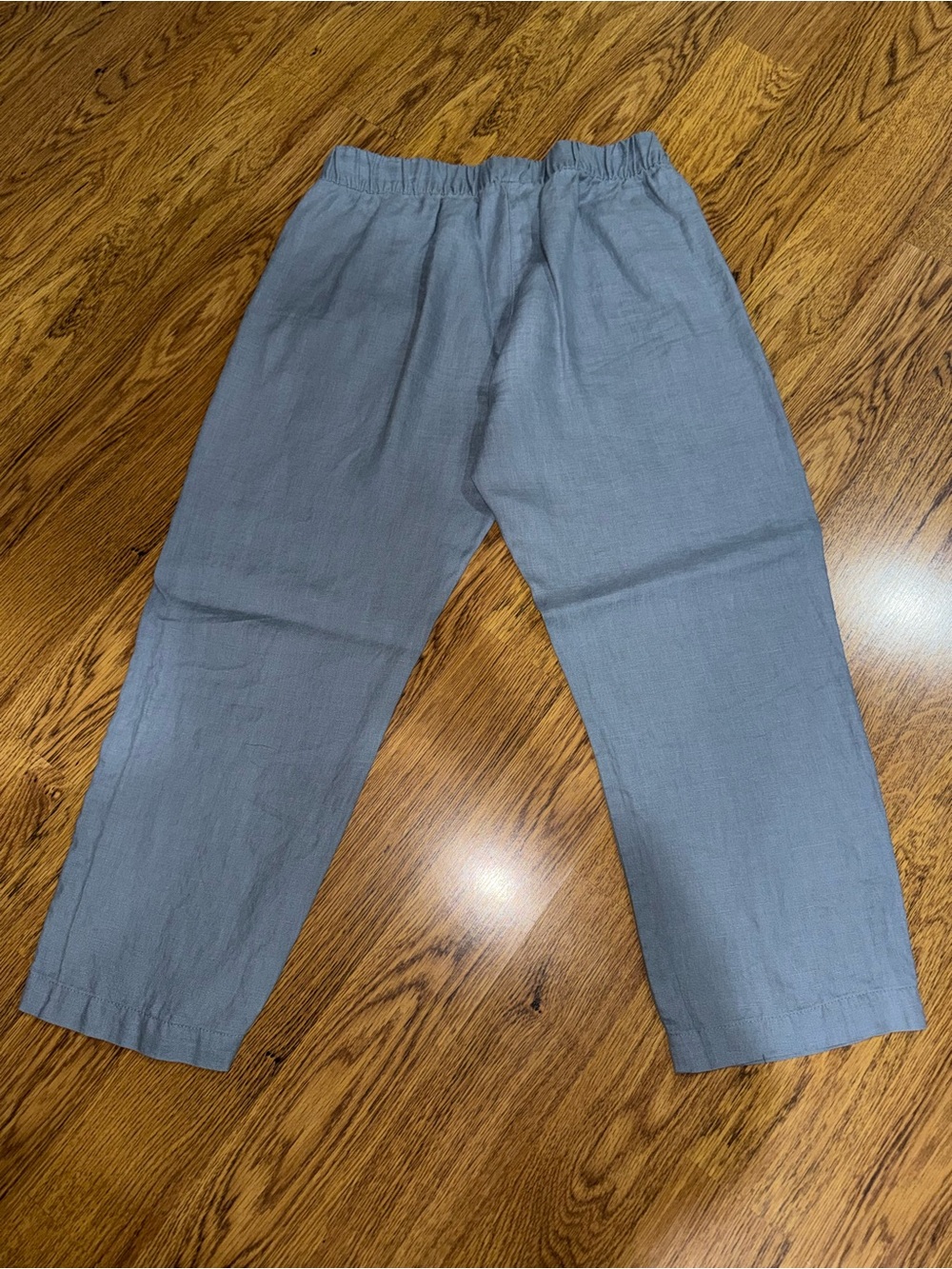 American Giant Women's Linen Dusty Blue Elastic-Waist Pants M - Picture 2 of 3